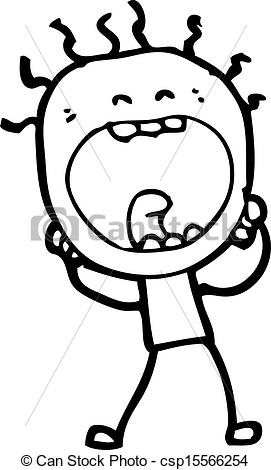 Vector   Cartoon Screaming Doodle Man   Stock Illustration Royalty