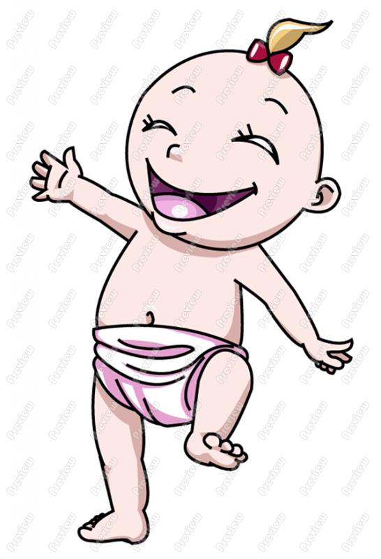 Baby Girl Laughing Clip Art   Royalty Free Clipart   Vector Cartoon