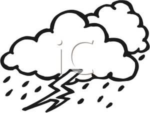 Black And White Rain And Thunder Clouds   Royalty Free Clipart Picture