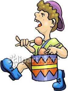 Boy Playing A Drum   Royalty Free Clipart Picture