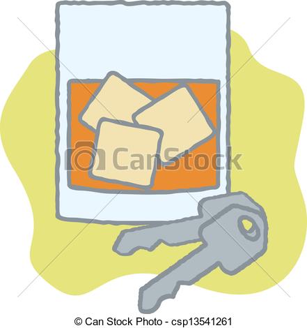 Clip Art Vector Of Dui Keys And Alcohol   A Glass Of Whiskey Next To A