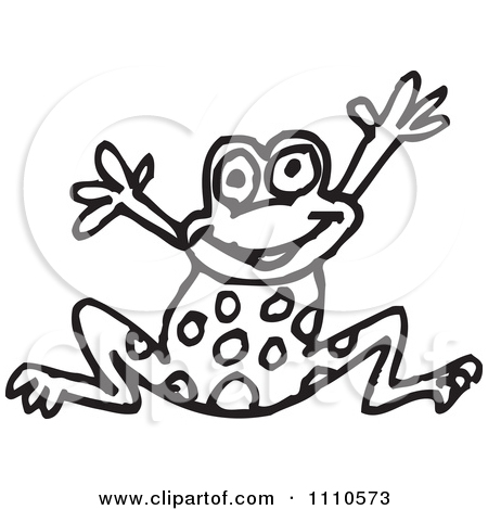 Clipart Black And White Frog Jumping   Royalty Free Illustration By