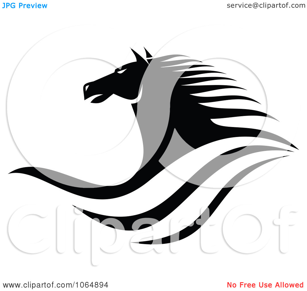 Clipart Horse Head Logo In Black And White 4   Royalty Free Vector