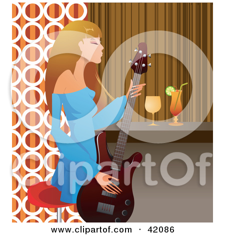 Clipart Illustration Of A Fashionable Female Guitarist Playing A