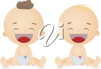 Clipart Illustration Of Two Babies Laughing