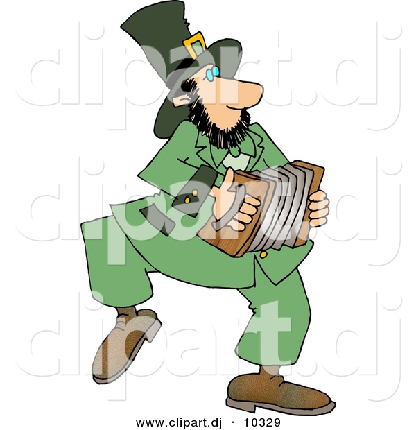 Clipart Of A Cartoon Irish Leprechaun Playing An Accordion By Djart    