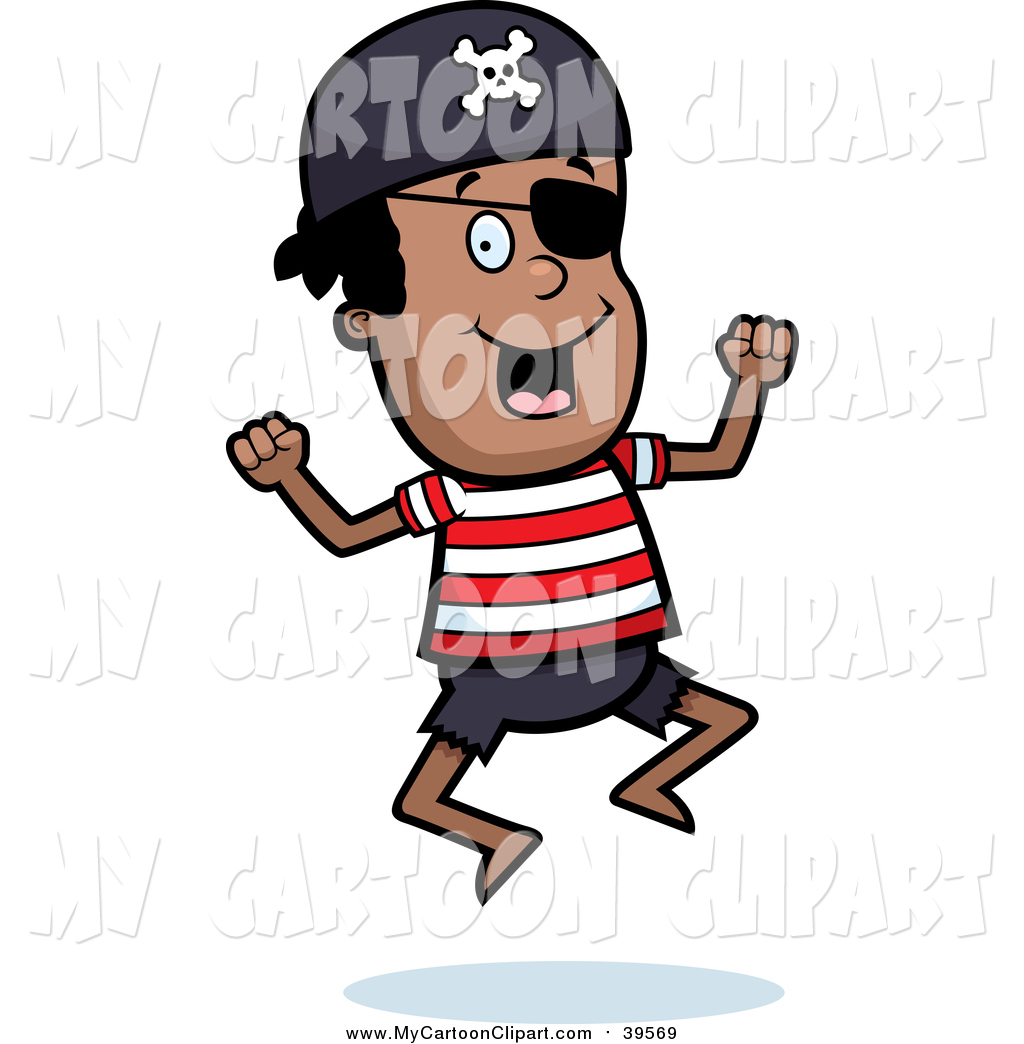 Larger Preview  Clip Art Of A Happy Black Pirate Boy Wearing An Eye