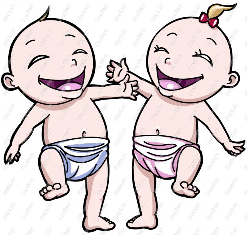 Laughing Baby Girl And Boy Clip Art   Royalty Free Clipart   Vector