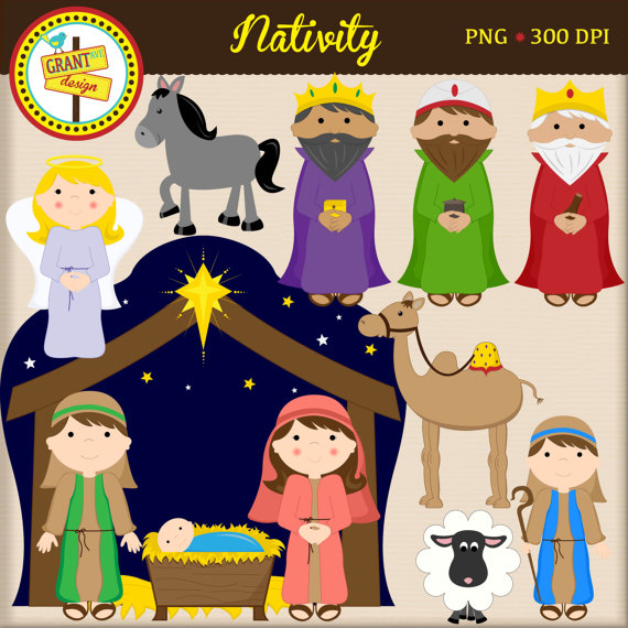 Nativity Clipart   Christmas Clip Art   Cute Digital Clipart Set