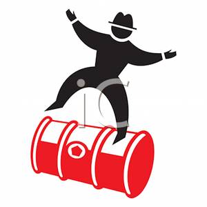 Person Balancing On A Oil Drum   Royalty Free Clipart Picture