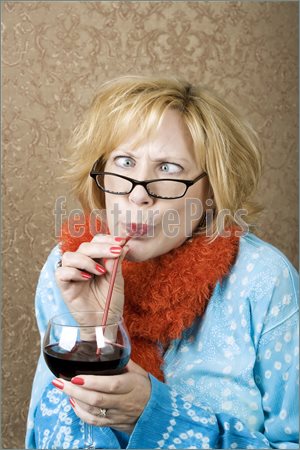 Pics Of Crazy Woman With Crossed Eyes Drinking Wine Through A Straw
