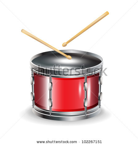 Picture Of A Red Snare Drum With Two Drumsticks In A Vector Clip Art
