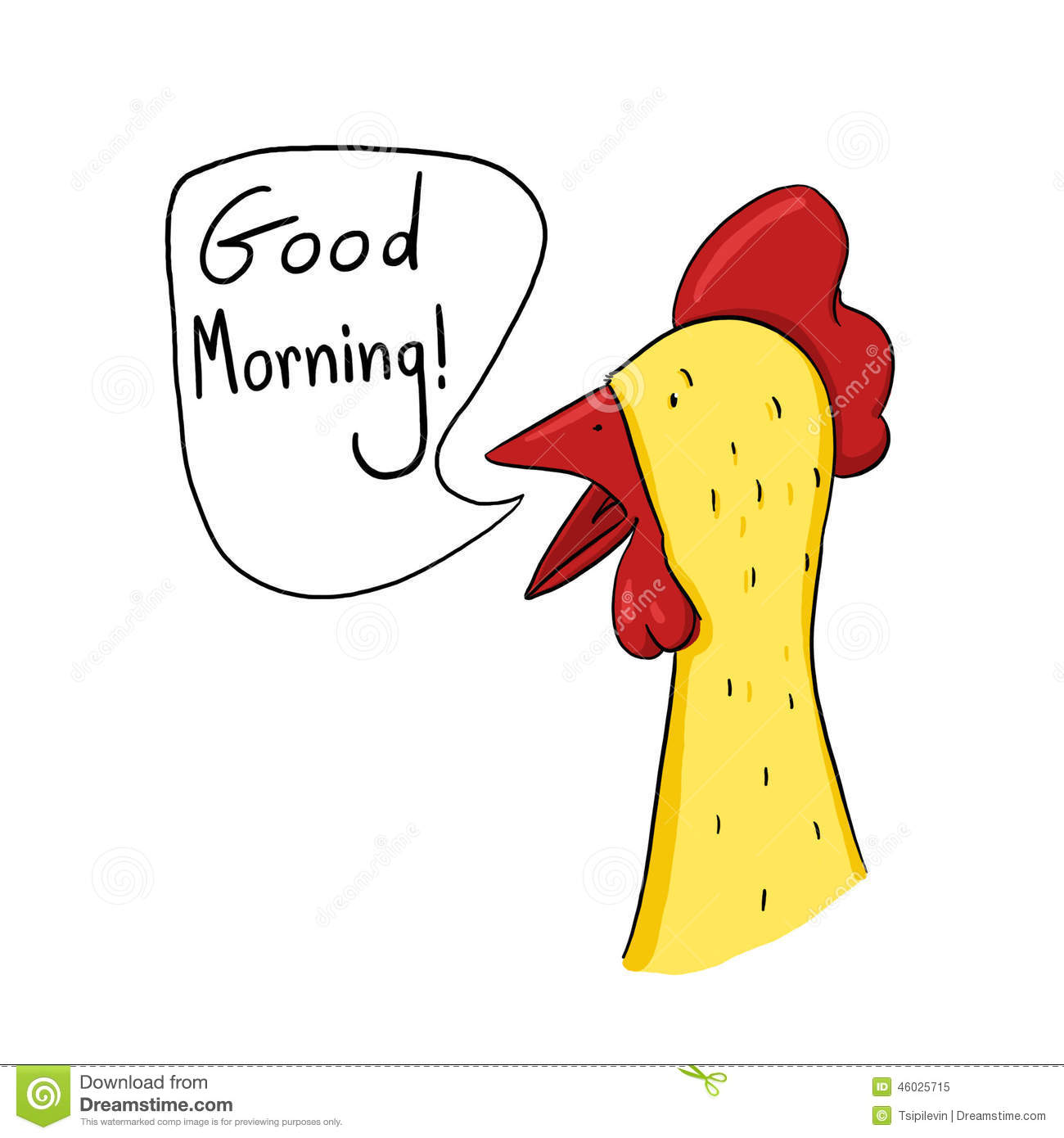 Rooster Saying Good Morning Illustration  Rooster Wake Up Call Drawing