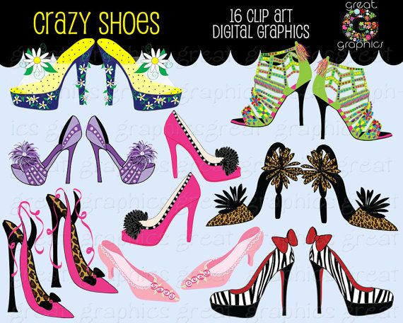 Shoe Clipart Shoes Clipart Crazy Shoes Digital By Greatgraphics  6 00