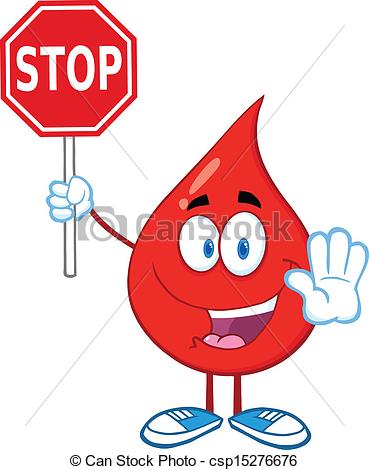 Vector   Blood Drop Holding A Stop Sign   Stock Illustration Royalty