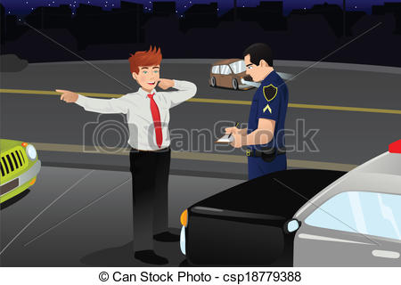 Vector Illustration Of Police Conducting A Dui Test For A Drunk Driver
