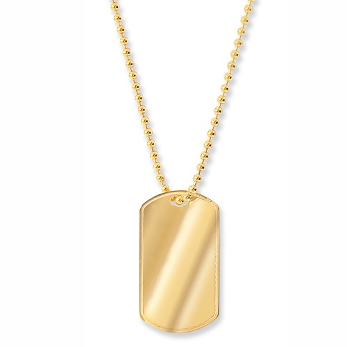 9ct Yellow Gold Dog Tag With Chain  Can Be Personalised