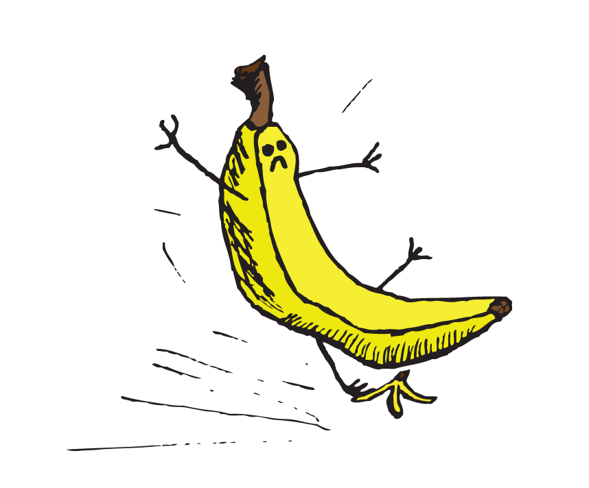 Animated Banana Peel Slipping On A Banana Peel