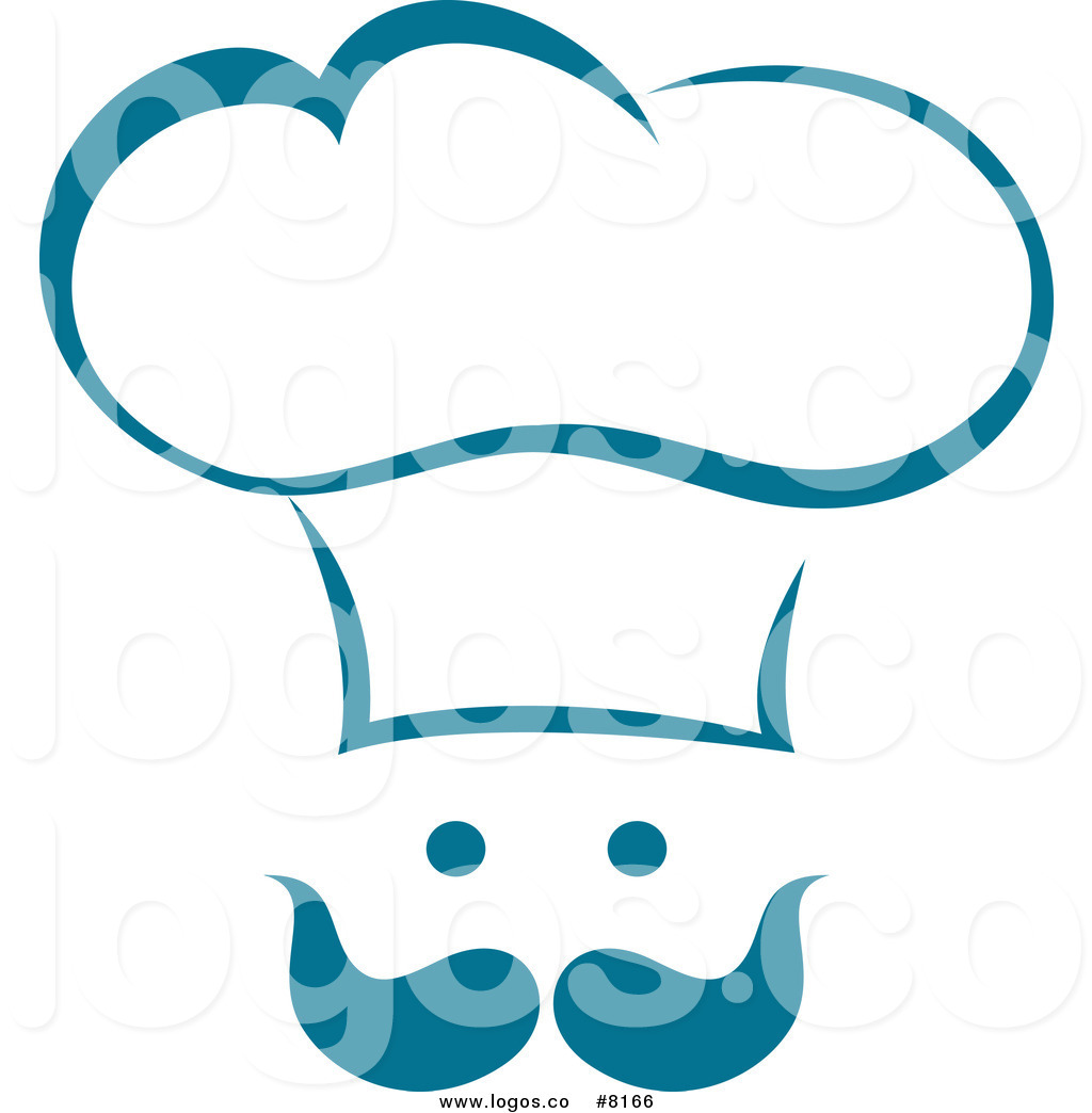     Blue Chef Face With A Hat And Mustache Logo By Seamartini Graphics