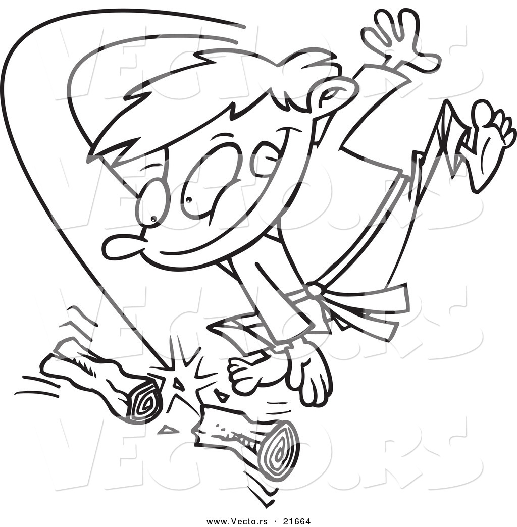 Boy Chopping Wood   Outlined Coloring Page By Ron Leishman    21664