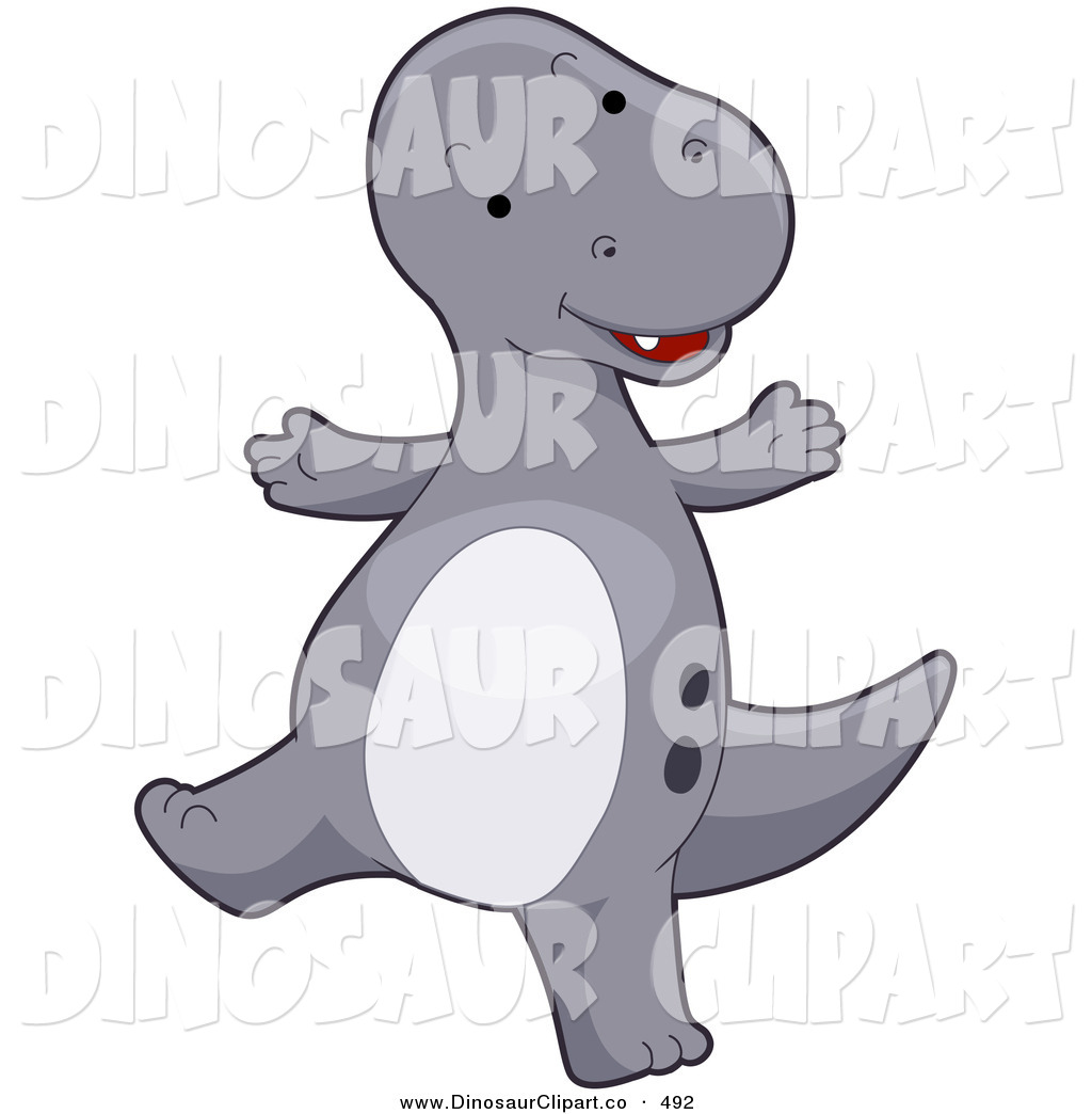     Clip Art Of A Cute Gray T Rex Dinosaur Dancing By Bnp Design Studio