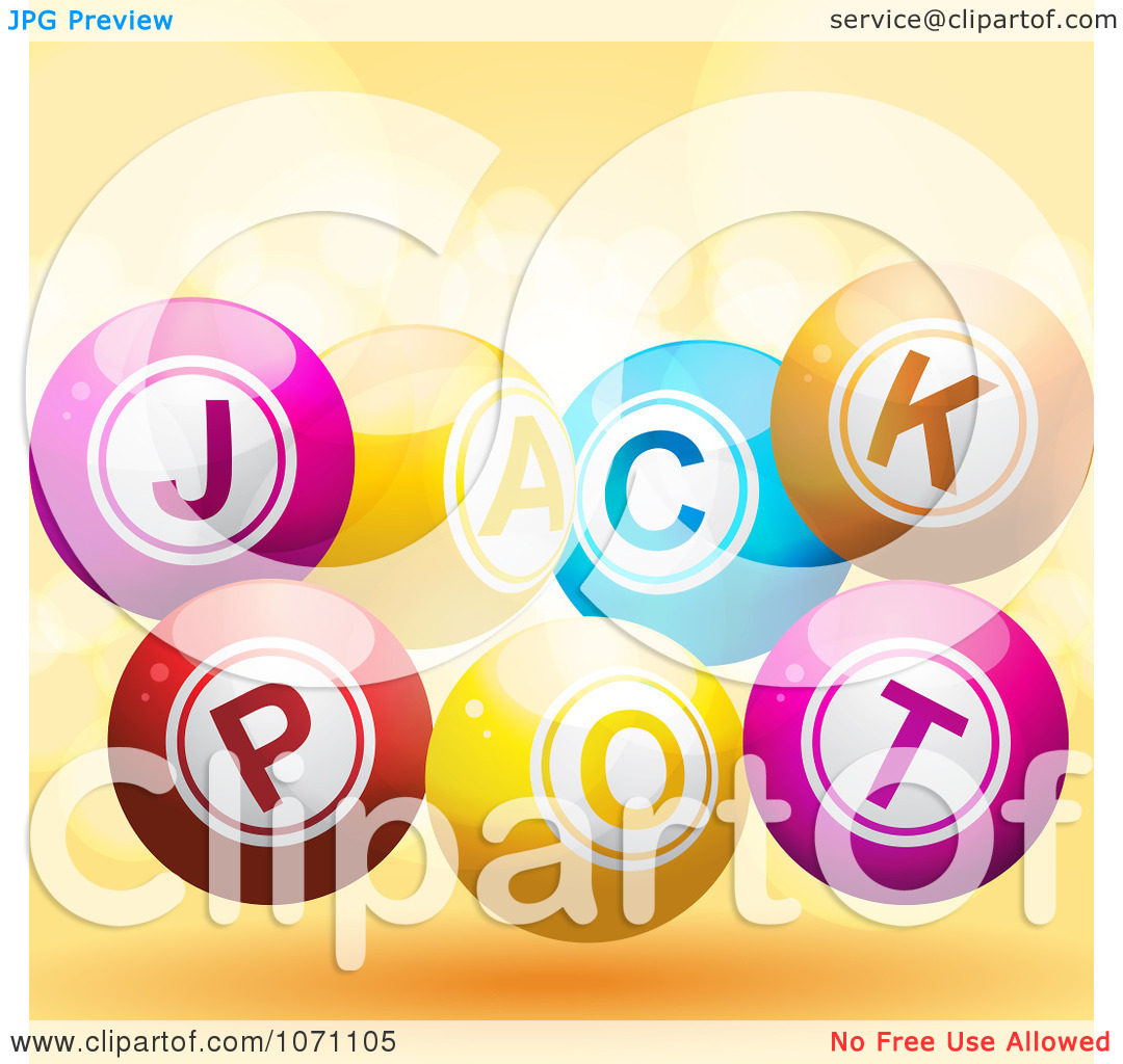 Clipart 3d Jackpot Lottery Balls And Flares On Orange   Royalty Free