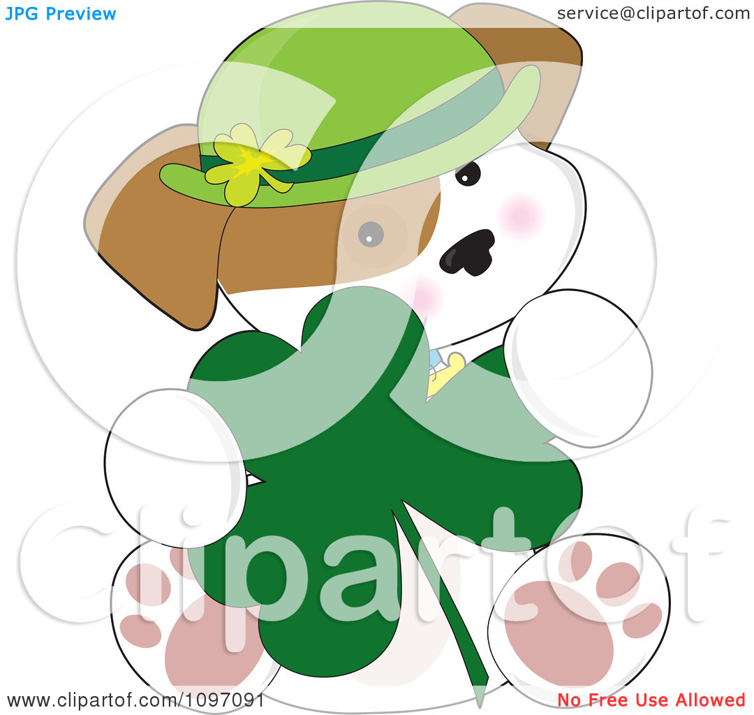 Clipart Cute St Patricks Day Puppy Sitting With A Shamrock   Royalty    