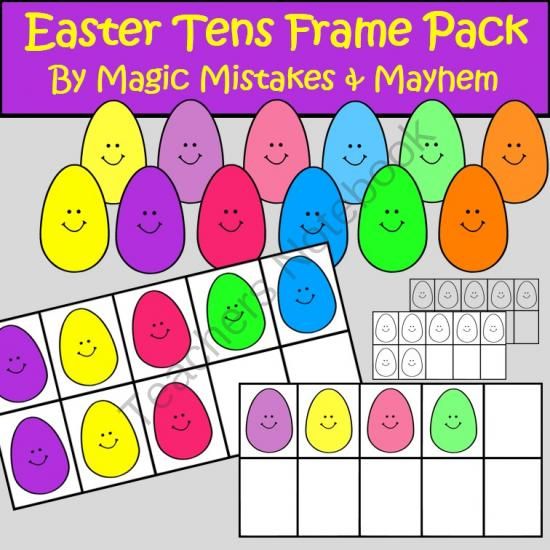     Counters  1 10  Pastel Tens Frames With Smiley Easter Egg Counters  1