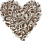 Country Heart Clipart Floral Ornament Heart Shape