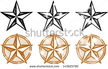 Distressed Western Stars Design Elements Stock Vector Illustration