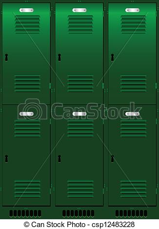 Double Set Of Individual Lockers  Vector Illustration
