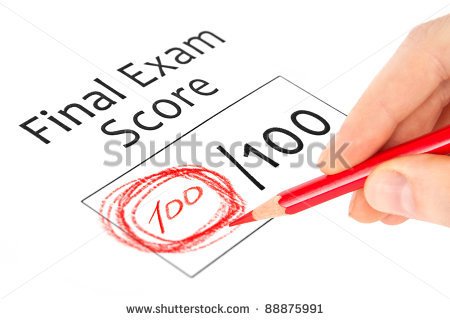 Final Exam Marked With 100  Isolated On White   Stock Photo