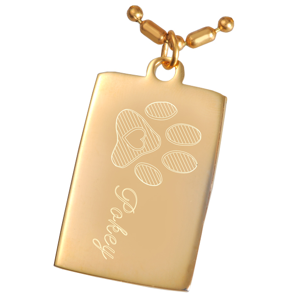 Gold Plated Small Dog Tag Pendant With Chain Engraved Clip Art