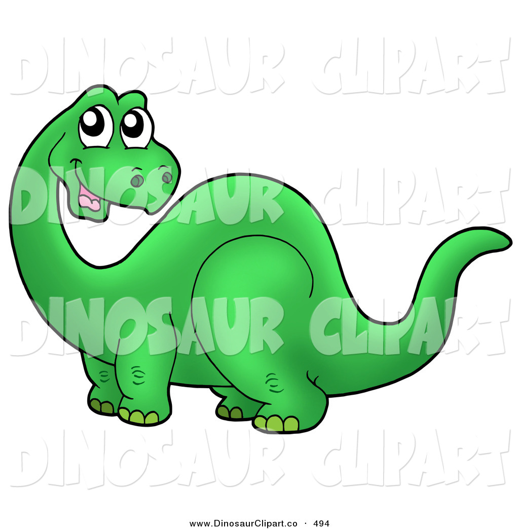 Green Apatosaurus Dinosaur Turning Its Neck And Smiling By Visekart