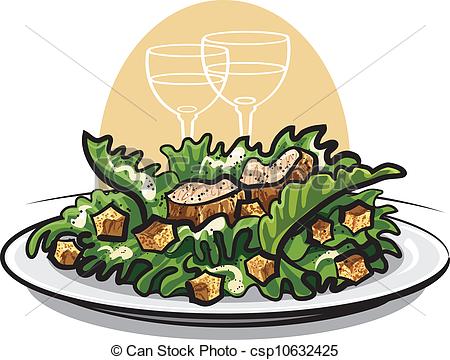Illustration Of Caesar Salad With Chicken Csp10632425   Search Clipart