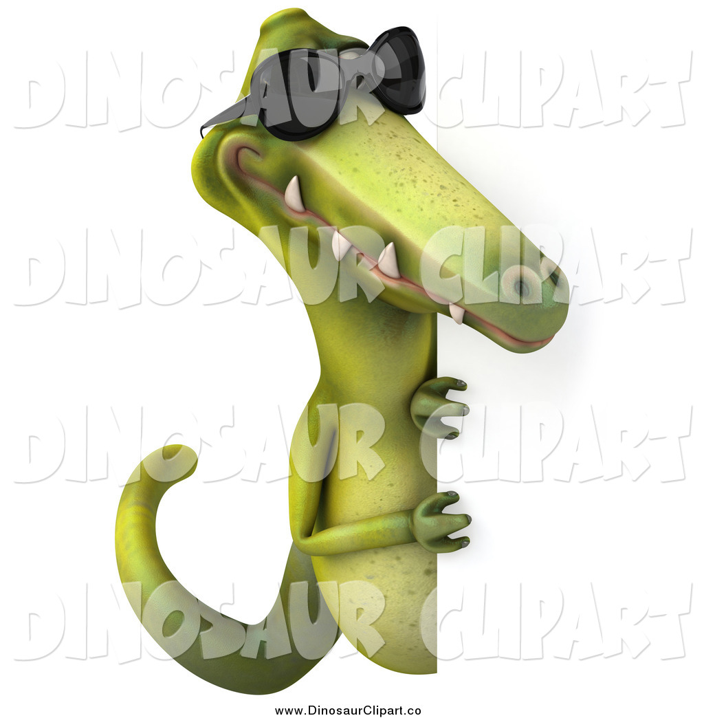 Larger Preview  Clip Art Of A 3d Dinosaur Wearing Sunglasses And