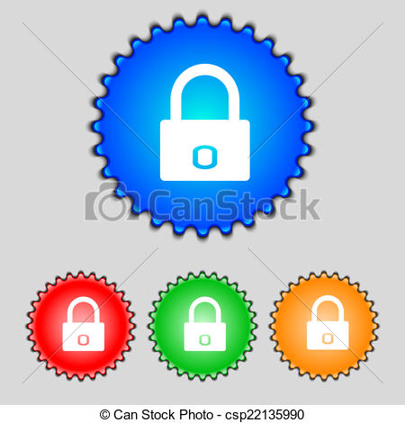 Lock Sign Icon  Locker Symbol  Set Colur Buttons  Vector   Csp22135990