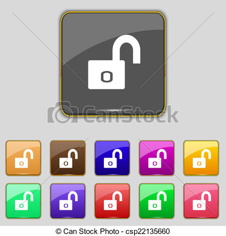 Locker Symbol Set Colur Buttons Vector    Csp22135660   Search Clipart