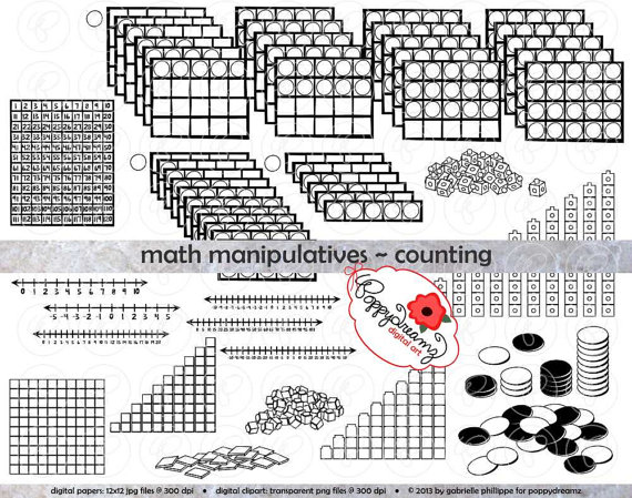 Math Manipulatives Counting Line Art Clipart Mega Bundle Set    300
