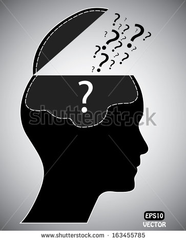 Mind With Brain And Question Mark  Isolated Black And White Business