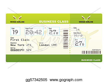 Plane Tickets Business Class Green  Clipart Illustrations Gg57342505