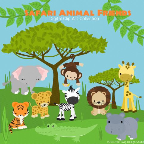 Safari Animal Friends Digital Clipart Clip Art Collection