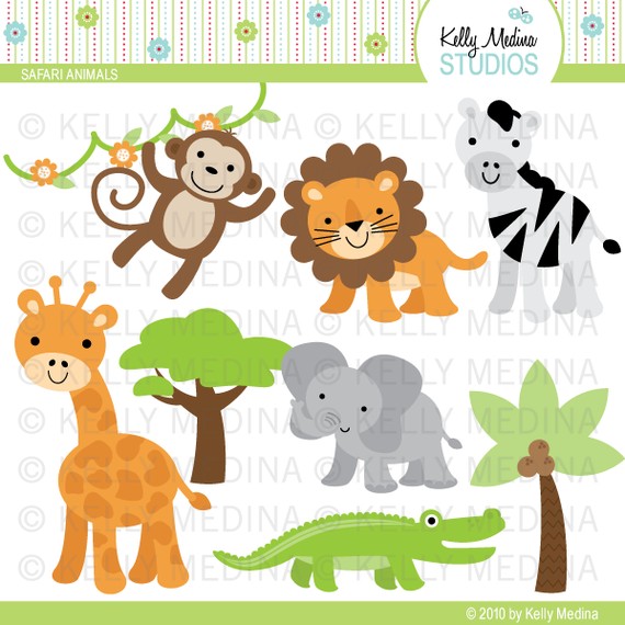 Safari Animals   Clip Art Set   Digital Elements Commercial Use For