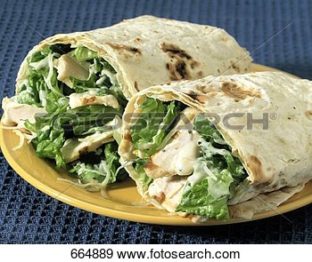 Stock Photograph Of Chicken Caesar Salad Wrap Sandwich 664889   Search    