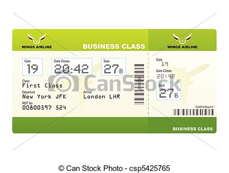 Vector   Plane Tickets Business Class Green   Stock Illustration