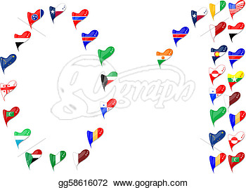 World Country Heart Flag Number 0 1  Clipart Gg58616072   Gograph