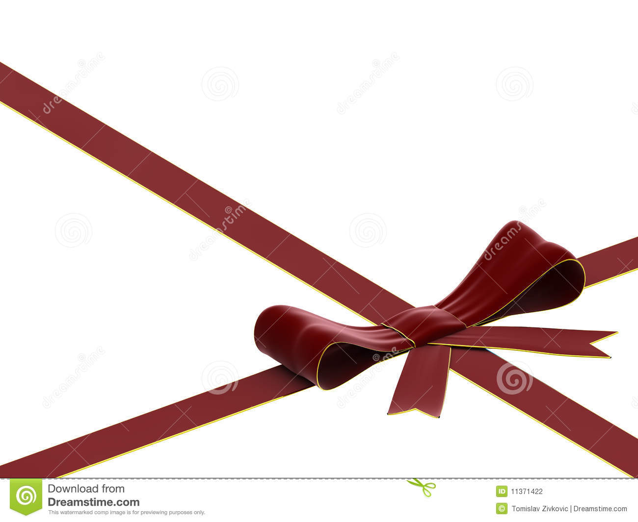3d Rendering Of Velvet Red Bow And Ribbon On White Background 