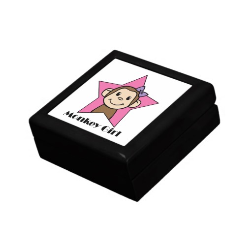 Cartoon Clip Art Smile Monkey Girl Pink Star Bow Gift Box   Zazzle