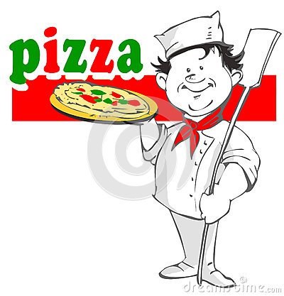 Chef With Pizza Stock Vector   Image  52157191