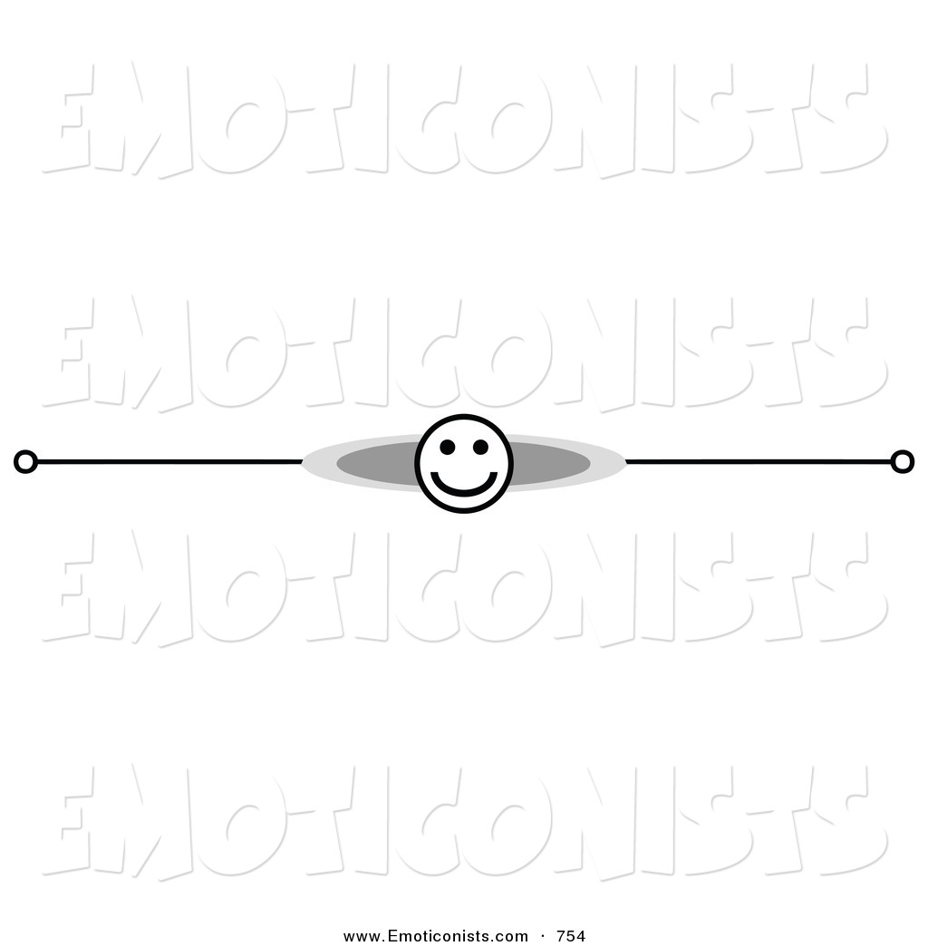 Clip Art Of A Black And White Happy Face And Shadow Header Divider